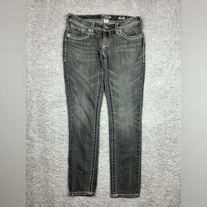 Silver Jeans Womens 29 Aiko Skinny Big Stitch Casual Low Rise Denim Rodeo Party